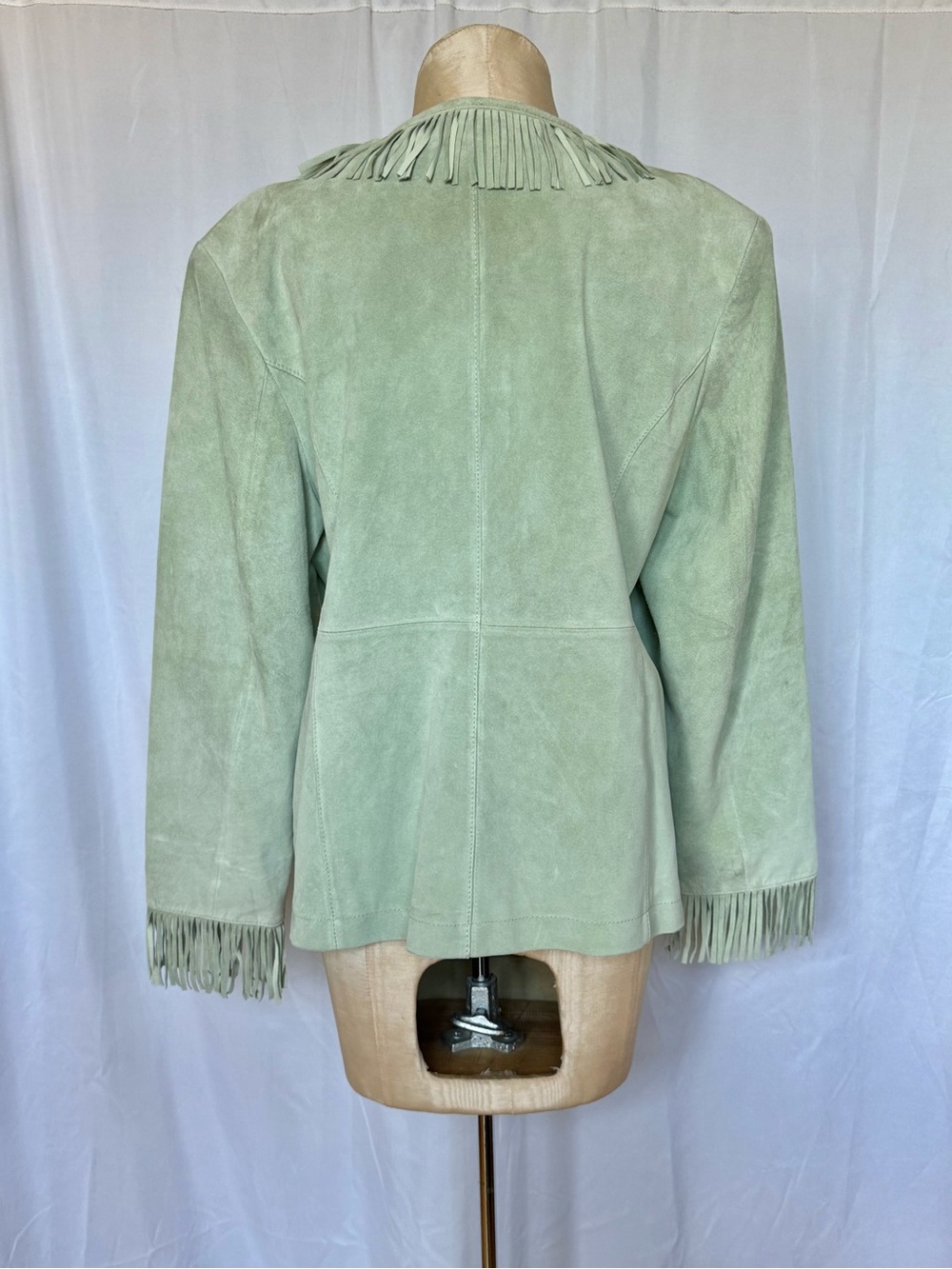 VINTAGE Green Suede Fringe Jacket - Picture 7 of 12